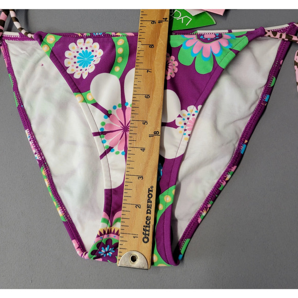 Cia Maritima Cheeky Bikini Bottom Womens Large 42 Swim Side Tie Floral Retro New - Picture 8 of 13